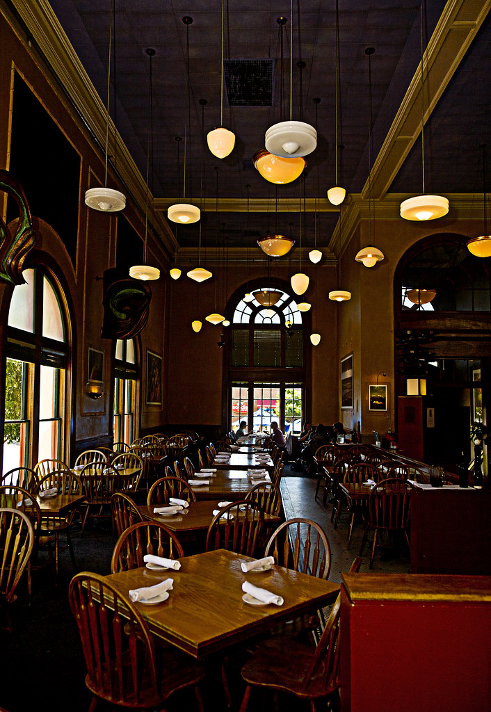 Cozy New England restaurant interior with warm dining atmosphere